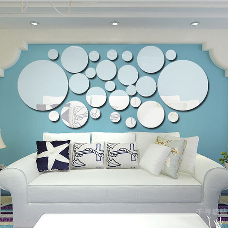 BR-Vie 26 piezas decoración del hogar círculo redondo espejo adhesivo de pared