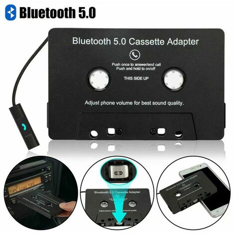 BR-Vie Adaptador de casete Adaptador para automóvil, Adaptador de casete universal inalámbrico CSR BT V5.0 con micrófono incorporado para llamadas manos libres, para radio DVD