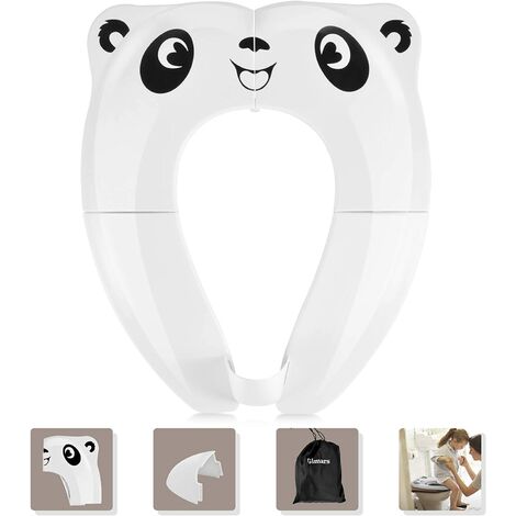 BR-Vie Baby Toilet Seat Reducer, Foldable Kids Toilet Seat, Baby Toilet Reducer Portable Toilet Seat for Boy and Girl with 8pcs Non-Slip Pads, Panda White