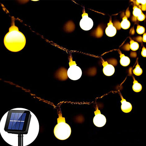 BR-Vie Catena Luminosa Solare da Esterno con 60 LED, 11m, 8 Modalità Luce Solare Impermeabile, Luci da Giardino per Giardino, Festa, Natale, Decorazione (Bianco Caldo) [Classe di efficienza energetica