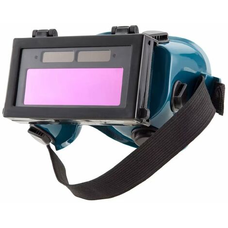 BR-Vie Goggles Máscara de soldadura LCD Batería solar Oscurecimiento automático/Oscurecimiento Soldadura Gafas de protección ocular con banda (Azul oscuro)
