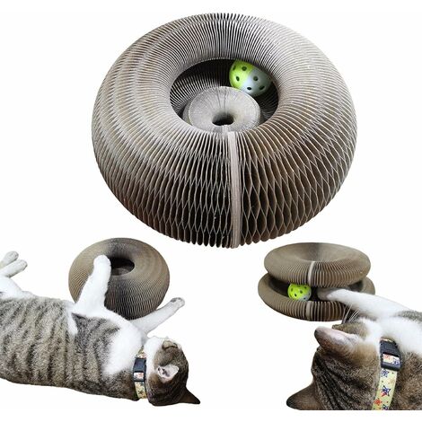 BR-Vie Magic Organ Cat Kratzbaum, zusammenklappbares verformtes Katzenkratzbrett, Katzenwellpappe, Schleifnägel, interaktives Spielzeug für den Innenbereich, zufällige Farbe