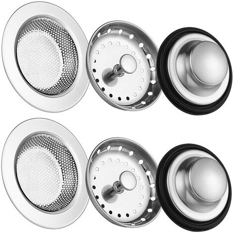 BR-Vie Paquet de 6 crépines de bouchon d'évier de cuisine Bouchon d'élimination d'évier anti-colmatage, Tamis filtrant de vidange de panier perforé Gardez l'eau pour le drain d'évier de cuisine