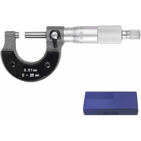 BR-Vie Präzises Außenmikrometer Messschieber Außendurchmesser Messwerkzeug 0–25 mm Mikrometer 0,01 mm Graduierung für Autoreparatur und Automobil