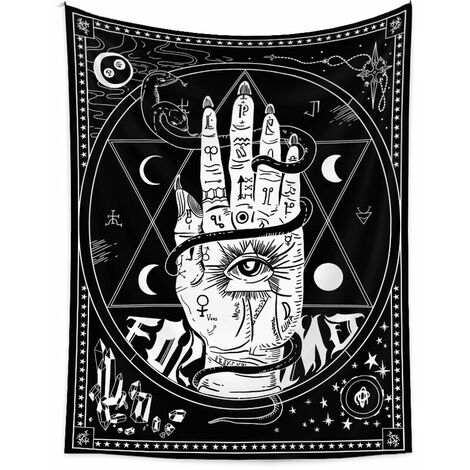 BR-Vie Tarot Carte Tapisserie Europe Médiévale Divination Tenture Murale Tapisserie Psychédélique Géométrique Tapisserie Murale Hippie Décor de Chambre pour Chambre Salon Fête (Main, 150x200cm)