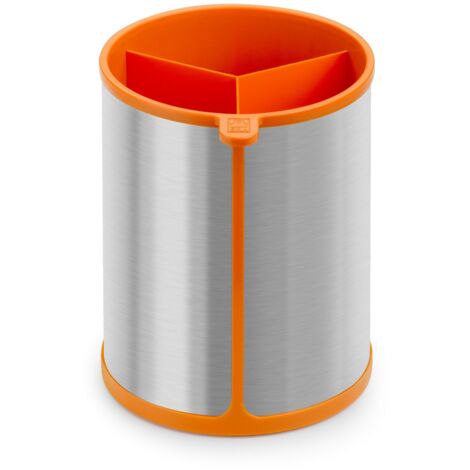 BRA Efficient Barattolo girevole per utensili da cucina, acciaio inox, arancione, 14,5 x 15 x 18 cm