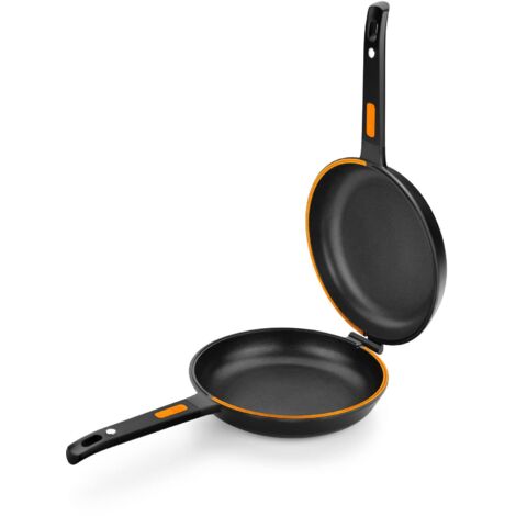 BRA Efficient Duo Padella per Frittata da 24 cm, Fusione di Alluminio, Antiaderente Platinum Plus Senza Pfoa, Adatta a Tutti i Piani Cottura e a Induzione, Nera