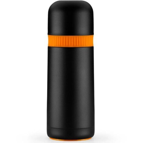 BRA Effiziente Enjoy Thermoskanne für Flüssigkeit, Fassungsvermögen 0,5L, Edelstahl 18/10 doppelwandig, BPA-frei, hält heat 12H und kalt 24H, Farbe schwarz und orange