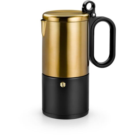 BRA Kaffe - Macchina Da Caffè in Acciaio Inox Da 6 Tazze, Nera E Rame, Adatta a Tutti I Tipi Di Fornelli E All'Induzione