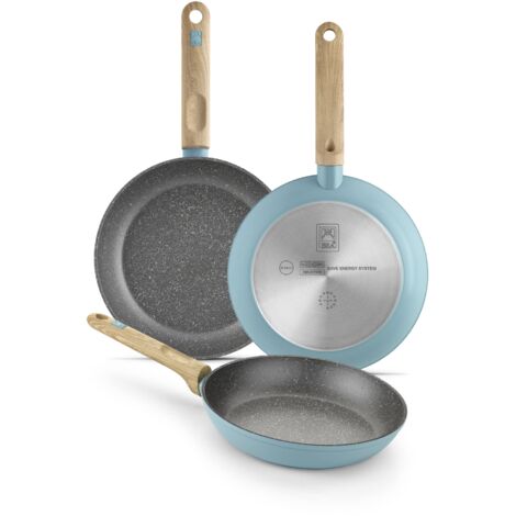 BRA Nordik - Set di padelle da 20-24-28 cm, in alluminio forgiato con antiaderente, adatte a tutti i tipi di piani cottura, inclusa induzione