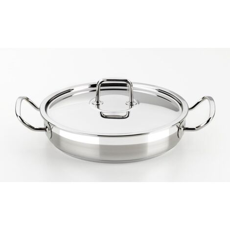 BRA Profesional - Teglia da forno con coperchio, in acciaio INOX 18/10 26 cm