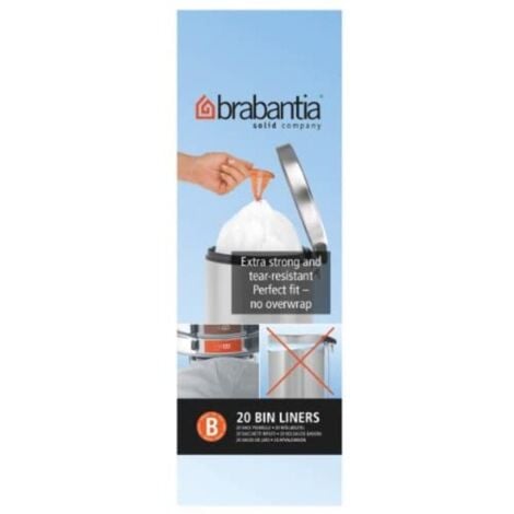 Brabantia 311741 - Bolsas de basura (5 L, 3 rollos de 20 bolsas), color blanco