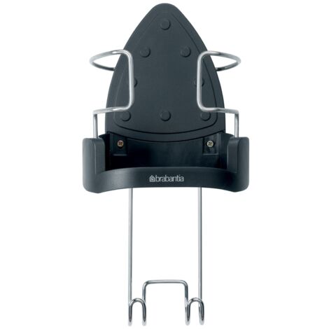 BRABANTIA 385742 - SOPORTE DE PARED PARA PLANCHA Y TABLA DE PLANCHAR, COLOR CROMO/NEGRO