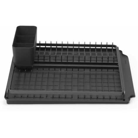 Brabantia Abtropfgestell, Abtropfständer, Abtropfkorb, Geschirrablage, Kunststoff, Dark Grey, 117404