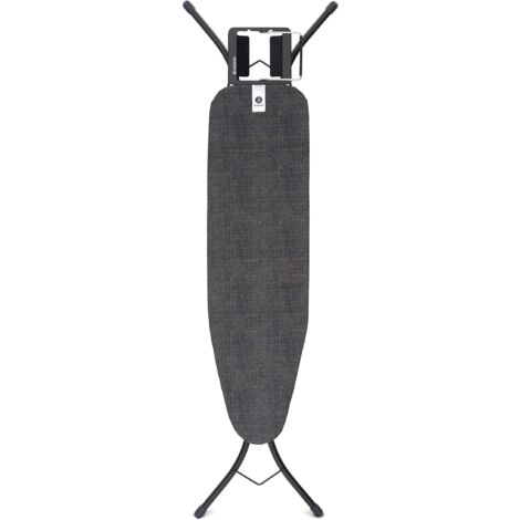 Brabantia - Asse da Stiro A - Per Ferro a Vapore - Regolabile in Altezza - Robusto a Quattro Gambe - Con la Mano Sinistra e Destra - Pieghevole - Denim Black - 110x30 cm