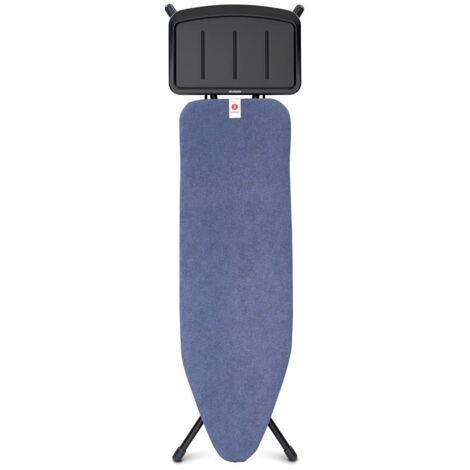 Brabantia - Asse da Stiro B - Per Caldaia a Vapore - Con supporto per caldaia a vapore in metallo extra large - Regolabile in altezza - Telaio robusto a quattro gambe - Denim Blue - 124x38 cm