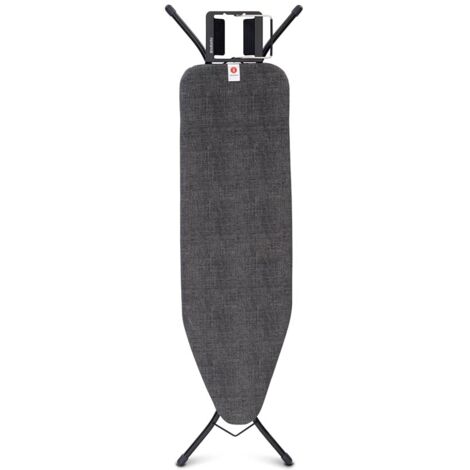 Brabantia - Asse da Stiro B - Per Ferro a Vapore - Regolabile in Altezza - Robusto a Quattro Gambe - Con la Mano Sinistra e Destra - Pieghevole - Denim Black - 124x38 cm