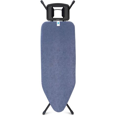Brabantia - Asse da Stiro C - Per Ferro a Vapore - Supporto per Ferro a Vapore in Metallo - Regolabile in Altezza - Robusto a Quattro Gambe - Con la Mano Sinistra e Destra - Denim Blue - 124x45 cm