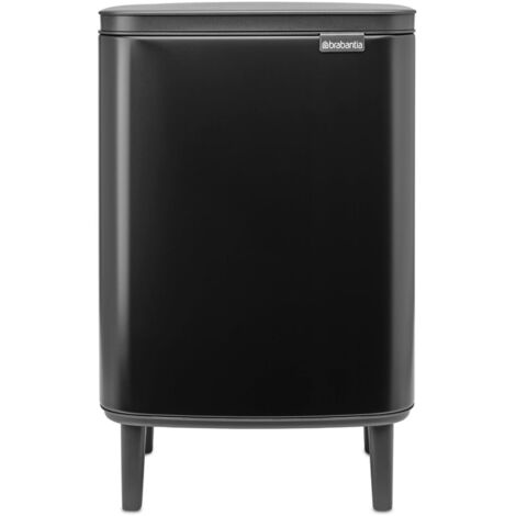 Brabantia - Bin de poubelle Bo Hi 12 L avec couvercle de soft close, intérieur amovible et poignée de carrying - Convient pour la salle de bain, la chambre à coucher et le bureau à domicile - Matt Bla