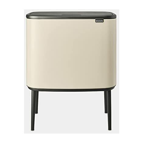 Brabantia - Bo Touch Bin 3x11L - Papelera Grande para la Cocina - Apertura de Tacto Suave - 3 Compartimentos con Cubos Interiores Extraíbles - Bolsas de Basura Incluidas - Soft Beige - 54 x 31 x 68 cm
