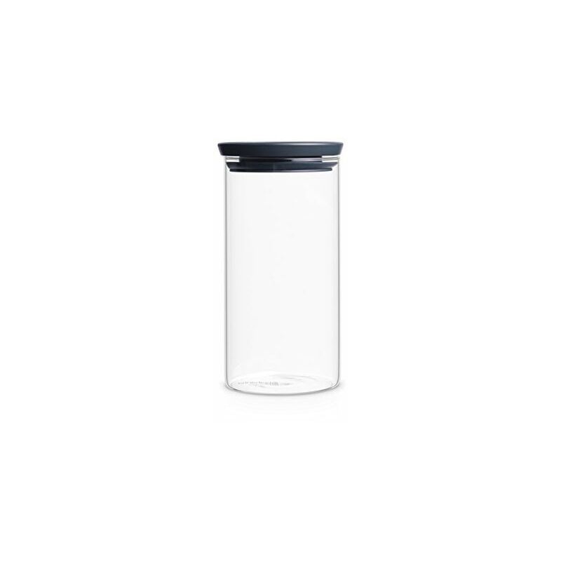 Jar Brabantia empilable en verre avec couvercle gris foncé, jar pour les provisions, 1.1 l, 298 264