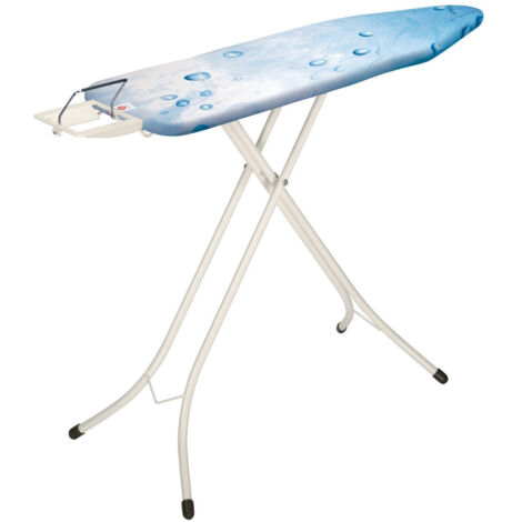 Brabantia Bügeltisch, Bügelbrett 124x38 cm (Größe B) mit Dampfstopmulde, Rohrgestell 22 mm, Ice Water/Ivory, 310102
