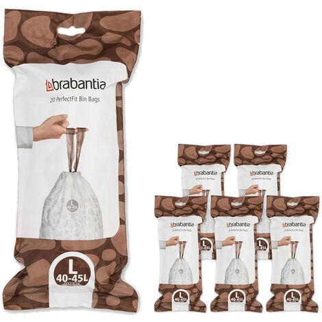 Brabantia - Carton de 120 sacs poubelles perfectfit 40-45 litres code l - BLANC