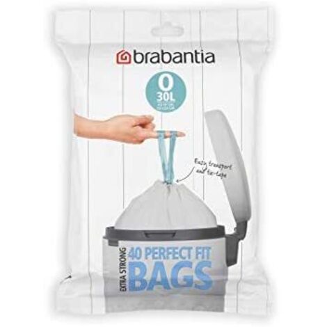 Brabantia Code O Distributeur de sacs poubelle 30 litres, blanc, 40 sacs.
