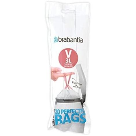 Brabantia Code V Müllsäcke Rollenformat, weiß, 3 L, 20