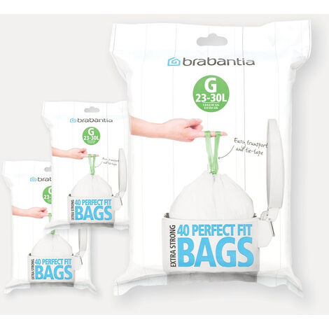 Brabantia - Lot de 6 distributeurs de 40 sacs poubelles 23/30 l blanc code G (dont 1 offert) - Multicolore