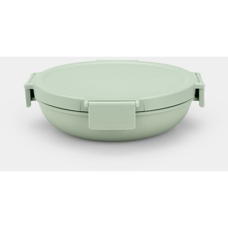 Brabantia - Make & Take Lunch Box Rotondo 1L - Design Piatto - Chiusura Ermetica - Coperchio Chiusura a Scatto - Adatto per Congelatore - Adatto per Lavastoviglie & nel Microonde - Jade Green