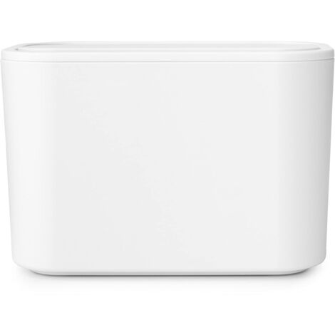 Brabantia - Mindset Contenitore per Rifiuti - Ideale per Rifiuti di Piccole Dimensioni - Coperchio Basculante Rimovibile - Antigraffio - Resistente alla Corrosione - White - 8.5 x 15 x 10 cm