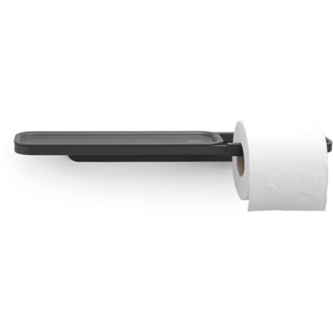 Brabantia - Mindset Portarotolo Carta Igienica con Mensola - Resistente alla Corrosione - Montaggio a Parete - Accessorio Bagno - Materiale di Fissaggio Incluso - Infinite Grey - 5 x 9 x 42 cm