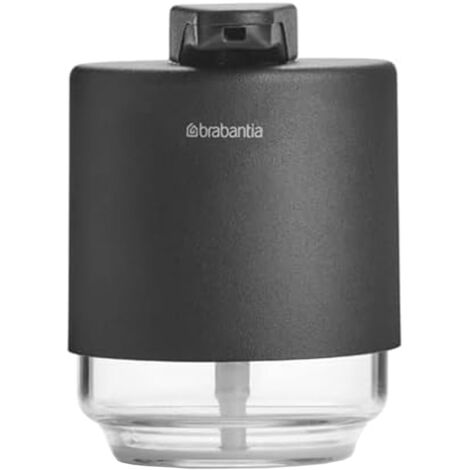 Brabantia - Mindset Portasapone - Meccanismo a Pompa Antigoccia - Facile da Ricaricare - Realizzato in Metallo e Vetro Resistenti alla Corrosione - Accessorio da Bagno - Infinite Grey - 200 ml
