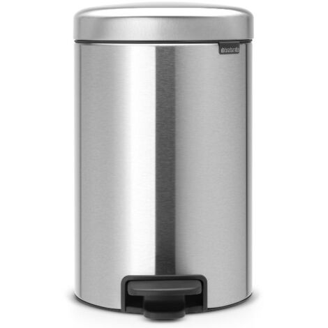 BRABANTIA NEWICON - CUBO DE BASURA DE PEDAL DE 12 LITROS, COLOR ACERO MATE