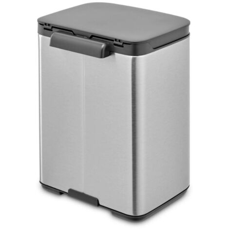 Brabantia Pattumiera Bo 4L - Piccolo ed elegante - Apertura e chiusura soft - Igienico e poco ingombrante - appendibile a parete - Per bagno, toilette, camera da letto - Matt Steel FPP