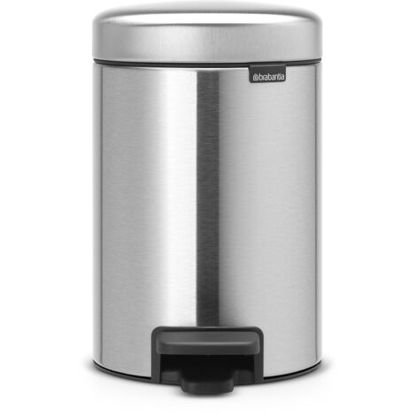 Brabantia Pedal Bin Newicon Pattumiera a Pedale, Secchio Interno in Plastica, Inox Satinato, 3 lt
