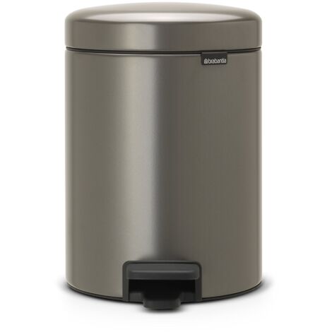 Brabantia Pedal Bin Newicon Pattumiera a Pedale, Secchio Interno in Plastica, Platinum, 5 lt