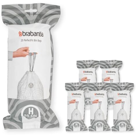 Brabantia PerfectFit Bags, Code H, 50-60L,120 Bags