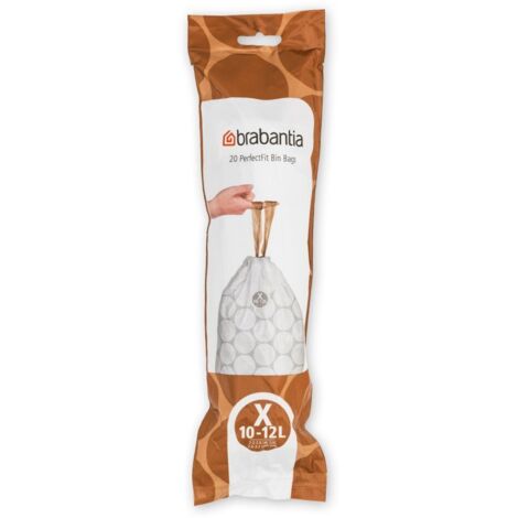 Brabantia PerfectFit Beutel, Müllbeutel, Abfallbeutel, Müllsack, Abfallsack, Mülltüte, Abfalltüte, 20 Stück pro Rolle, 10-12 L, 116728