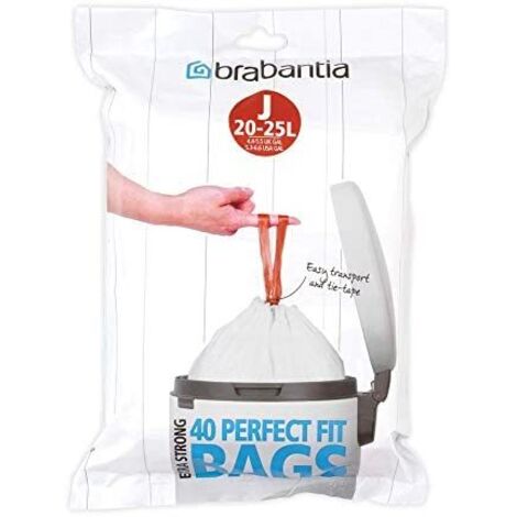 Brabantia PerfectFit Type J Sacs Poubelle Blanc 23L