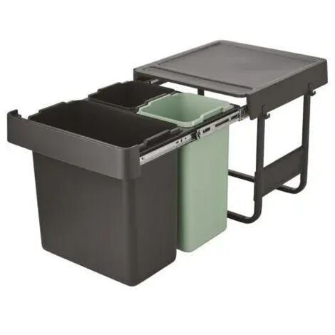 BRABANTIA Poubelle encastrable 10 + 10 + 20 L - Sort & Go Built-In