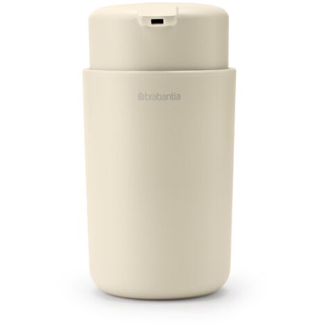 Brabantia - ReNew Dispenser per Sapone 250 ml - Meccanismo a Pompa Antigoccia - Facile da Riempire - Supporto Rimovibile - Resistente alla Corrosione - Accessorio da Bagno Elegante - Soft Beige