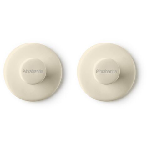 Brabantia - ReNew Ganci per Asciugamani - Ideali per Bagno, Toilette o Cucina - Reggono Fino a 2 kg - Resistenti alla Corrosione - Materiale di Fissaggio Inclusi - Set di 2 - Soft Beige