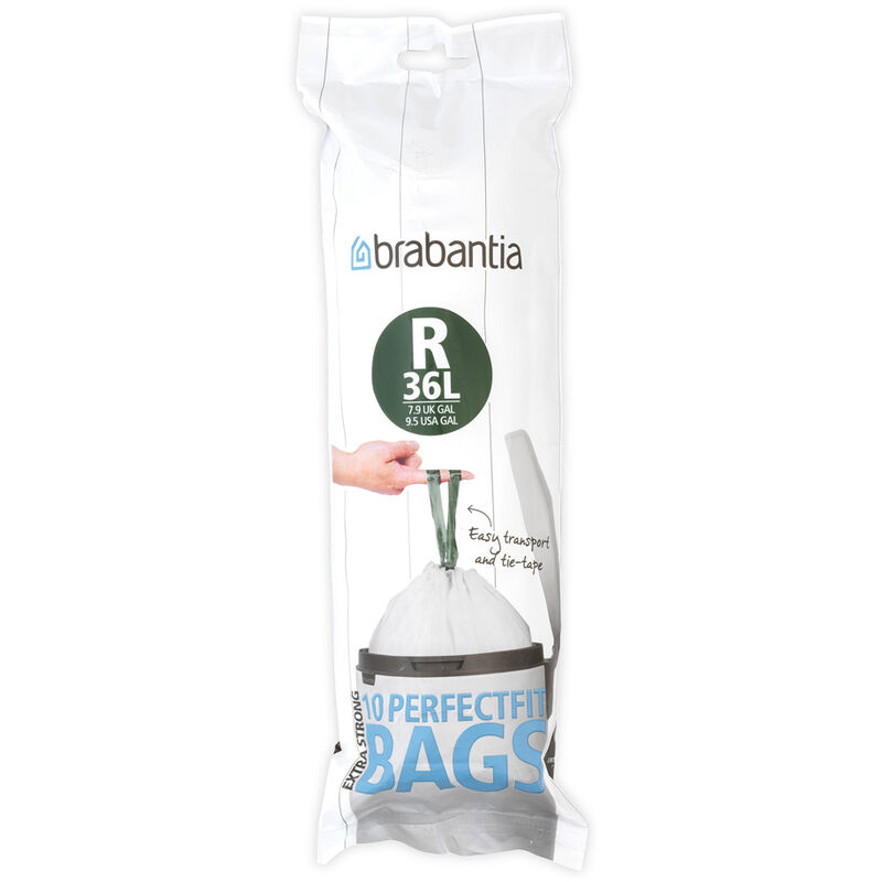 Brabantia - Rouleau de 10 sacs poubelles 36 l Code r - Blanc