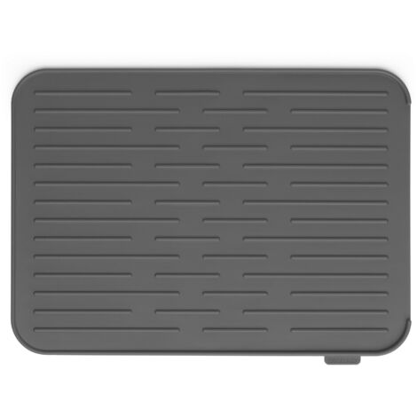 Brabantia Sink Side Tappetino Scolapiatti, Silicone, Dark Grey, 43.8 x 32.5 x 0.9 cm
