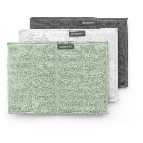 Brabantia - Sinkside Panni in Microfibra per la Pulizia - Spugna e Microfibra - Lavabili in Lavatrice - Assorbono 7 Volte il Proprio Peso - per Pulizia di Piatti, Superfici e Specchi - Set di 3 - Mix