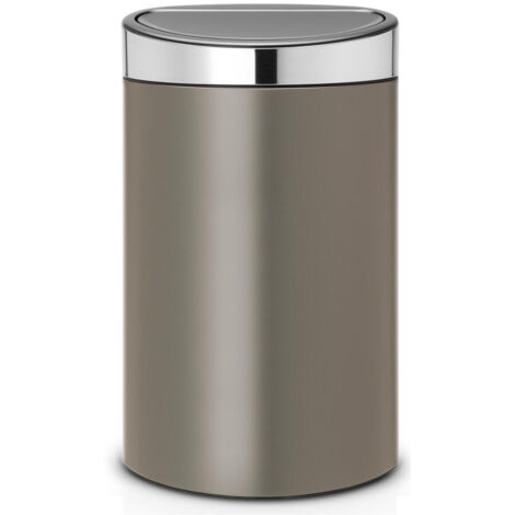 Brabantia Touch Bin, Mülleimer, Abfalleimer, Abfallbehälter, Platinum, Deckel in Matt Steel, Stahlmatt, 40 L, 114885