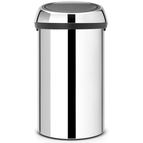 Brabantia Touch Bin, Mülleimer, Abfalleimer, Papierkorb, Deckel, Brilliant Steel, 60 L, 402609