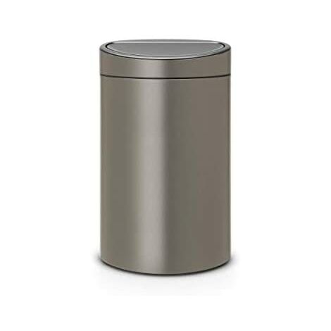 Brabantia Twin Bin Touch-Open Recycling Bin, Platinum, 2 bacs intérieurs 10L et 23L